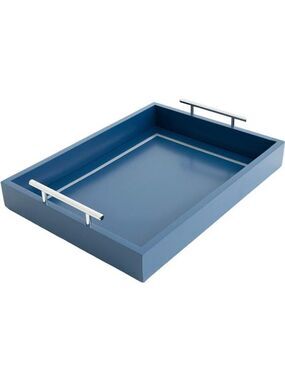 Blue Serving Tray Coffee Table Decorative Tray with Handles for Home Kitchen